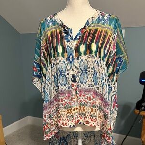 Johnny Was Blue and Pink Patterned Blouse